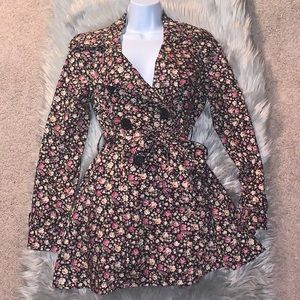 NWOT Floral Belted Dress Coat